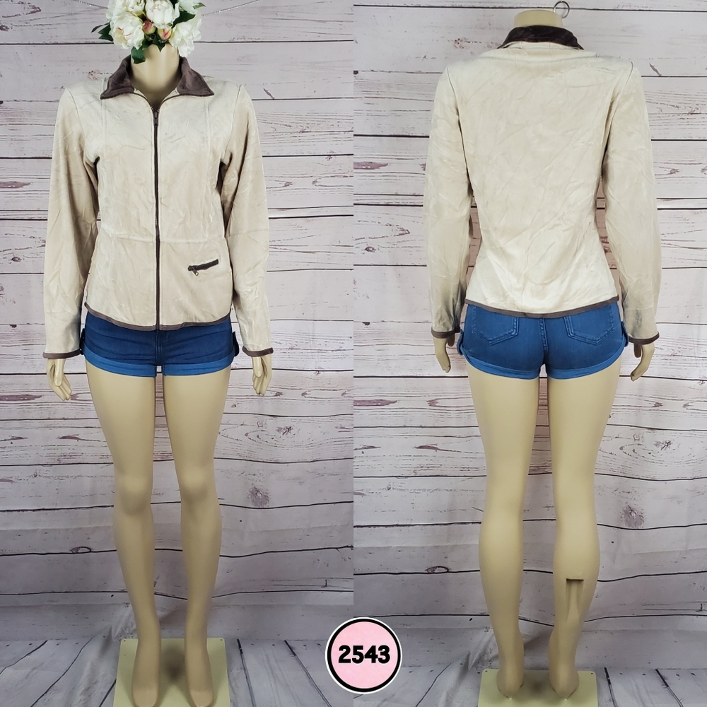 mirror image beige small full zip jacket